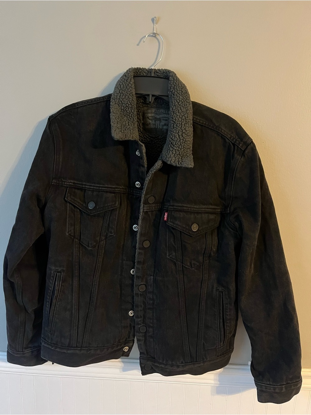 Levi's Black Sherpa Collar Denim Jacket